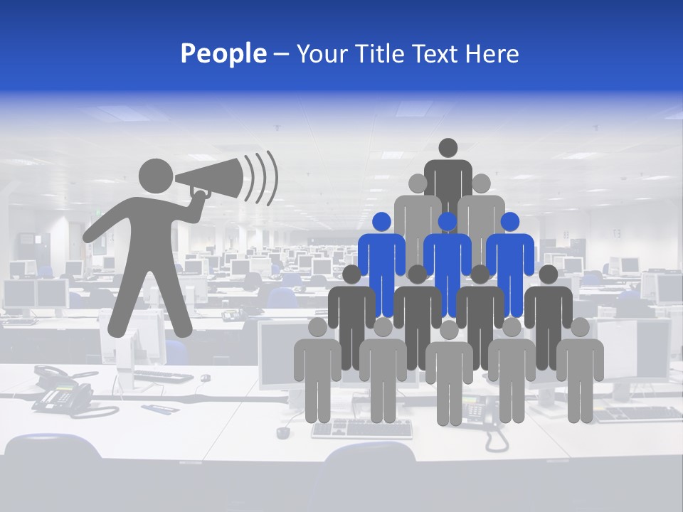 A Room Full Of Computer Monitors And Keyboards PowerPoint Template