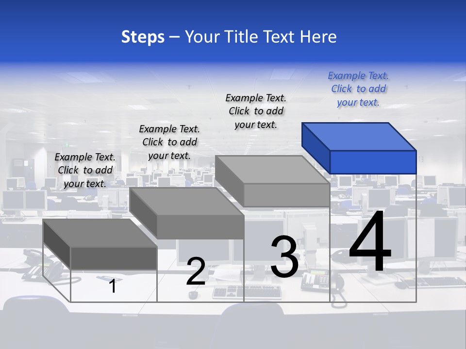 A Room Full Of Computer Monitors And Keyboards PowerPoint Template