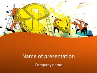 A Group Of People Climbing Up A Ladder PowerPoint Template