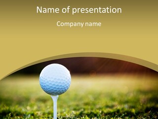 A Golf Ball On A Tee In The Grass PowerPoint Template