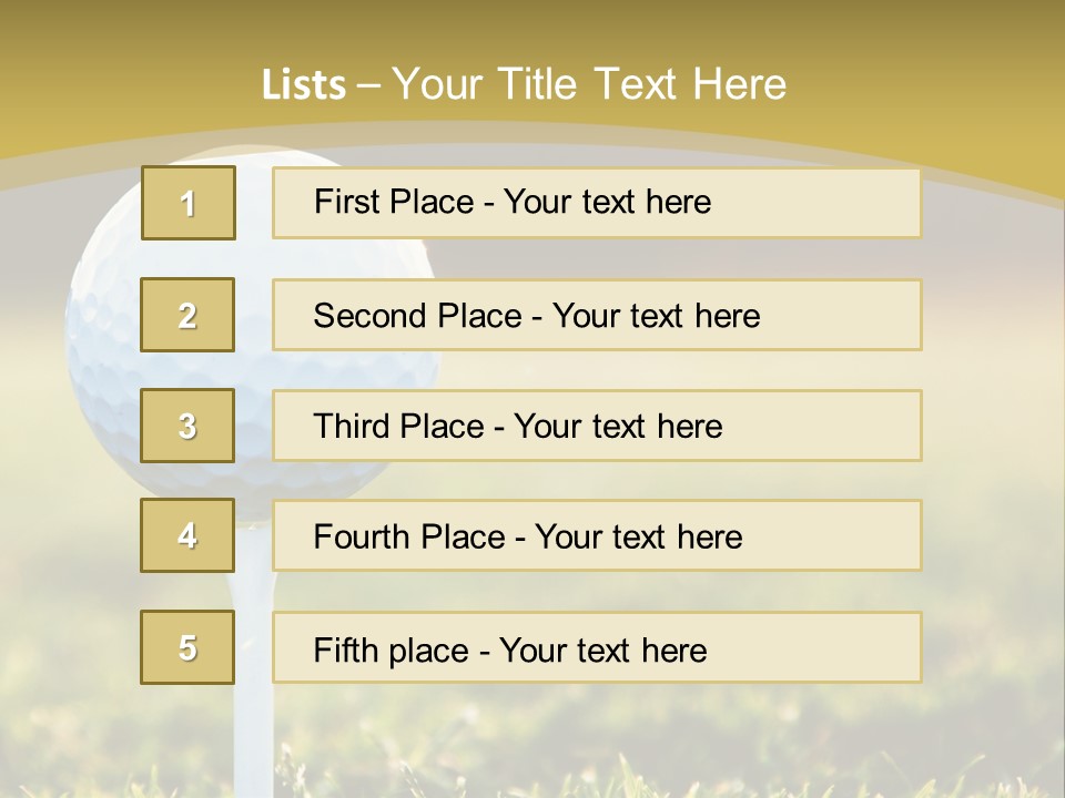 A Golf Ball On A Tee In The Grass PowerPoint Template