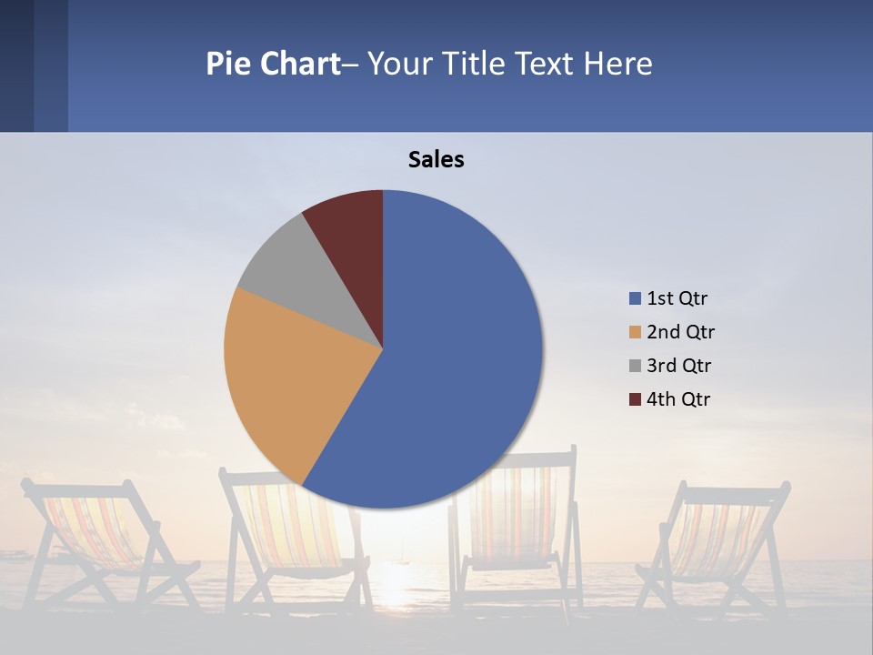 Two Chairs Sitting On A Beach With The Sun Setting In The Background PowerPoint Template