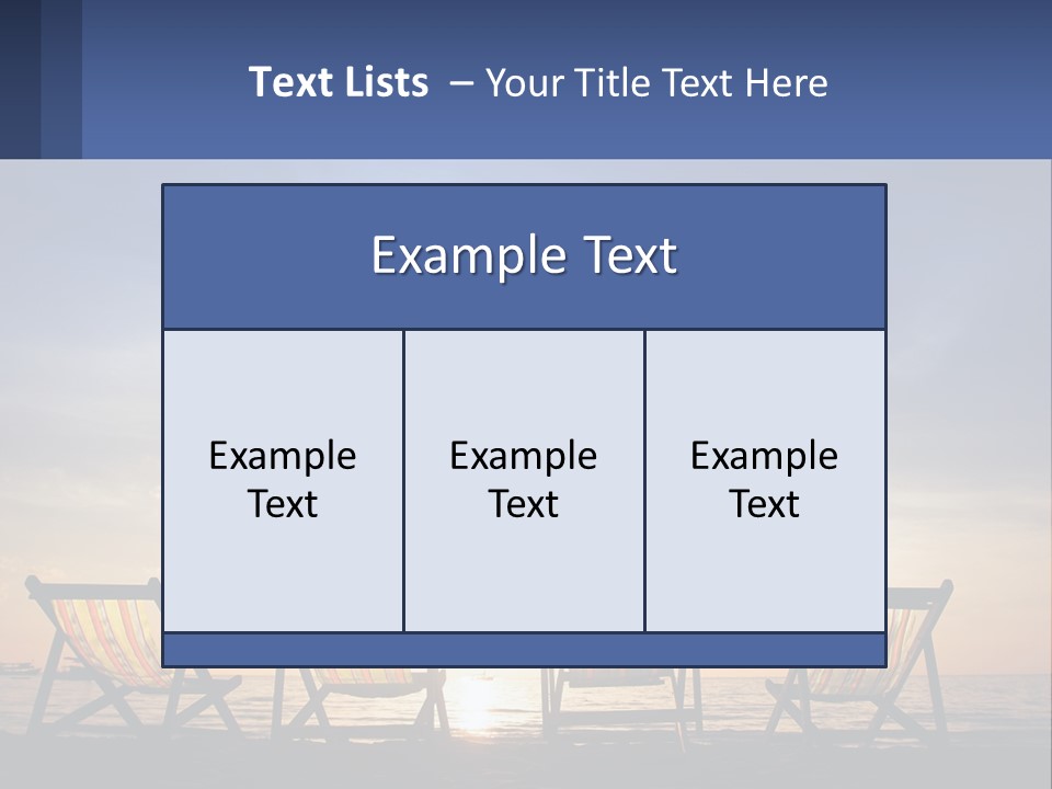 Two Chairs Sitting On A Beach With The Sun Setting In The Background PowerPoint Template