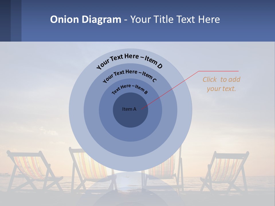 Two Chairs Sitting On A Beach With The Sun Setting In The Background PowerPoint Template