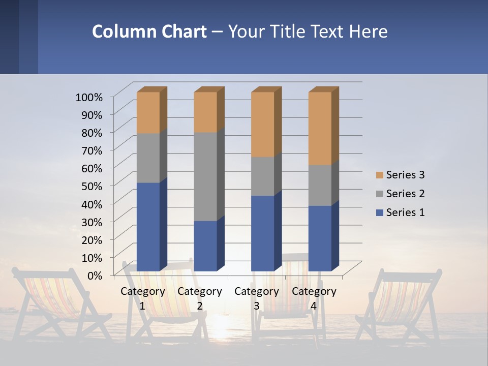 Two Chairs Sitting On A Beach With The Sun Setting In The Background PowerPoint Template