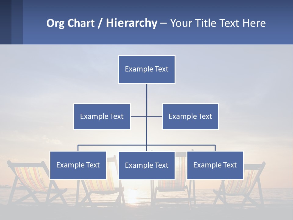 Two Chairs Sitting On A Beach With The Sun Setting In The Background PowerPoint Template