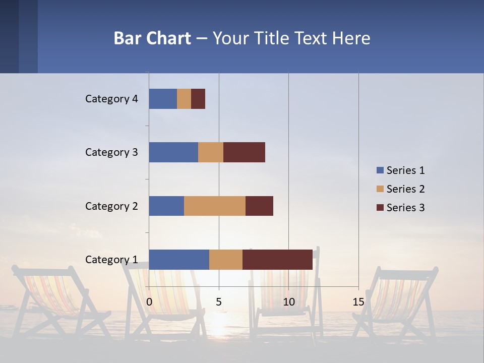 Two Chairs Sitting On A Beach With The Sun Setting In The Background PowerPoint Template