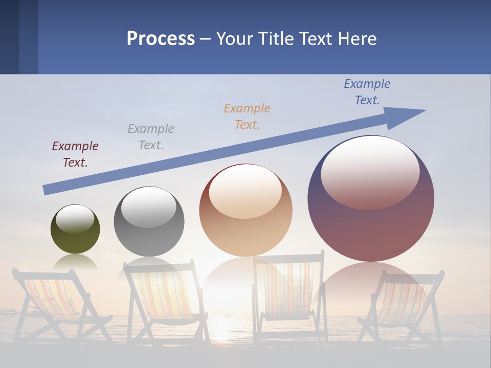 Two Chairs Sitting On A Beach With The Sun Setting In The Background PowerPoint Template