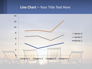 Two Chairs Sitting On A Beach With The Sun Setting In The Background PowerPoint Template