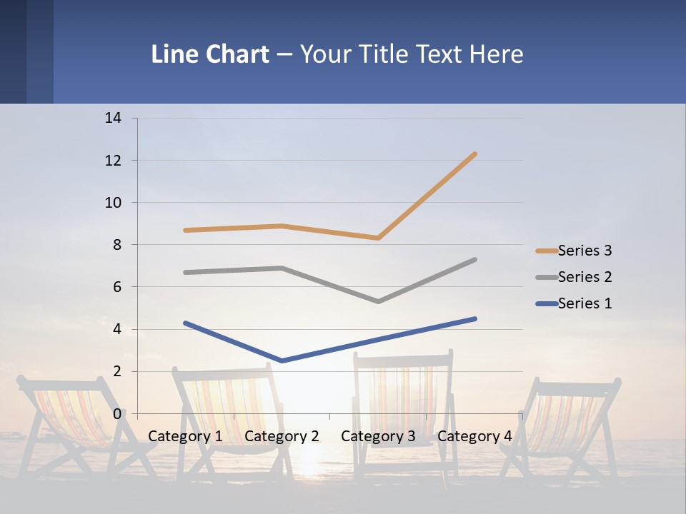 Two Chairs Sitting On A Beach With The Sun Setting In The Background PowerPoint Template
