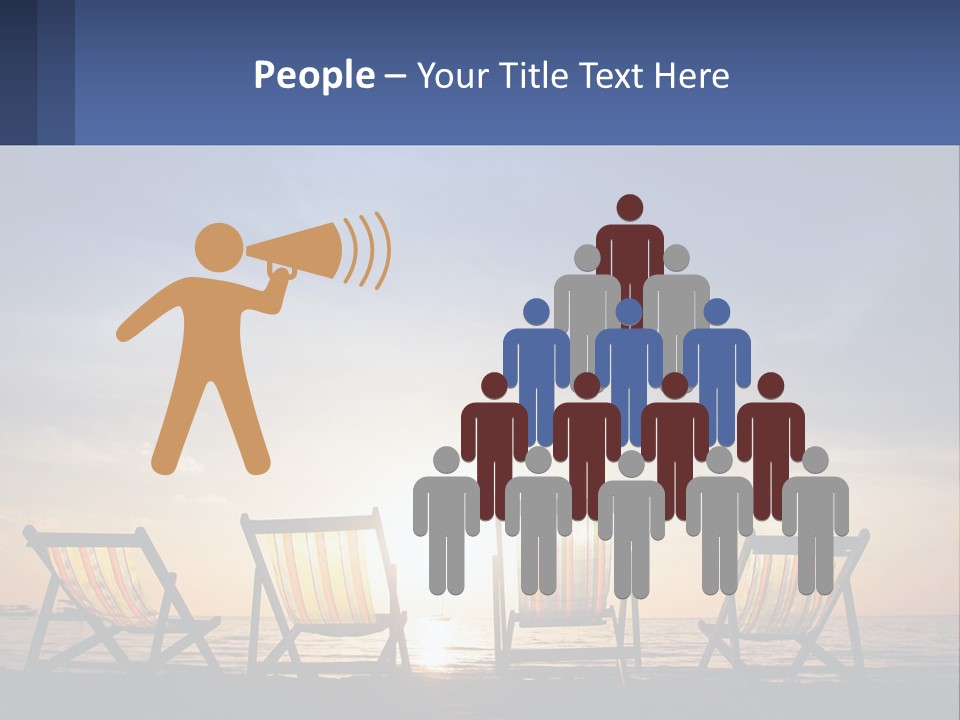 Two Chairs Sitting On A Beach With The Sun Setting In The Background PowerPoint Template