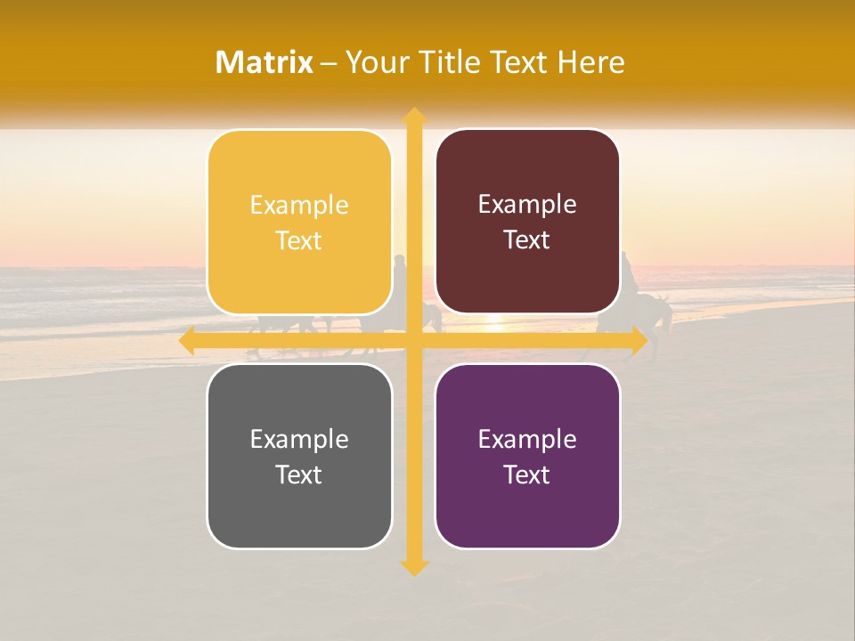 A Group Of People Riding Horses On A Beach At Sunset PowerPoint Template