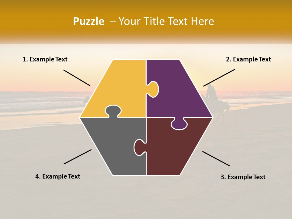 A Group Of People Riding Horses On A Beach At Sunset PowerPoint Template