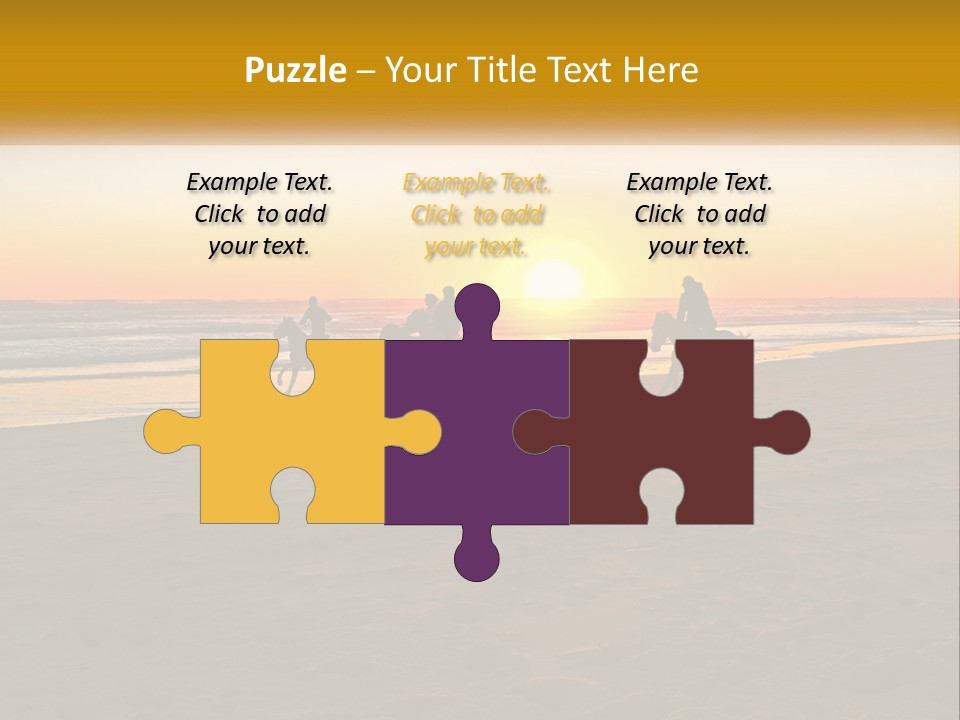A Group Of People Riding Horses On A Beach At Sunset PowerPoint Template