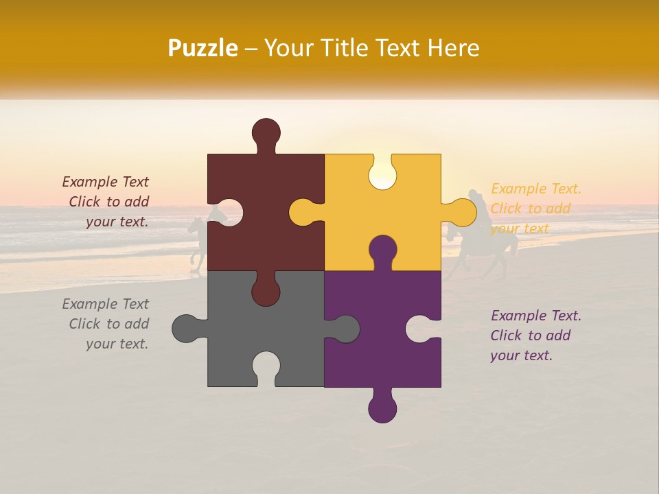 A Group Of People Riding Horses On A Beach At Sunset PowerPoint Template