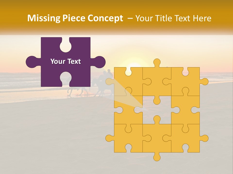 A Group Of People Riding Horses On A Beach At Sunset PowerPoint Template