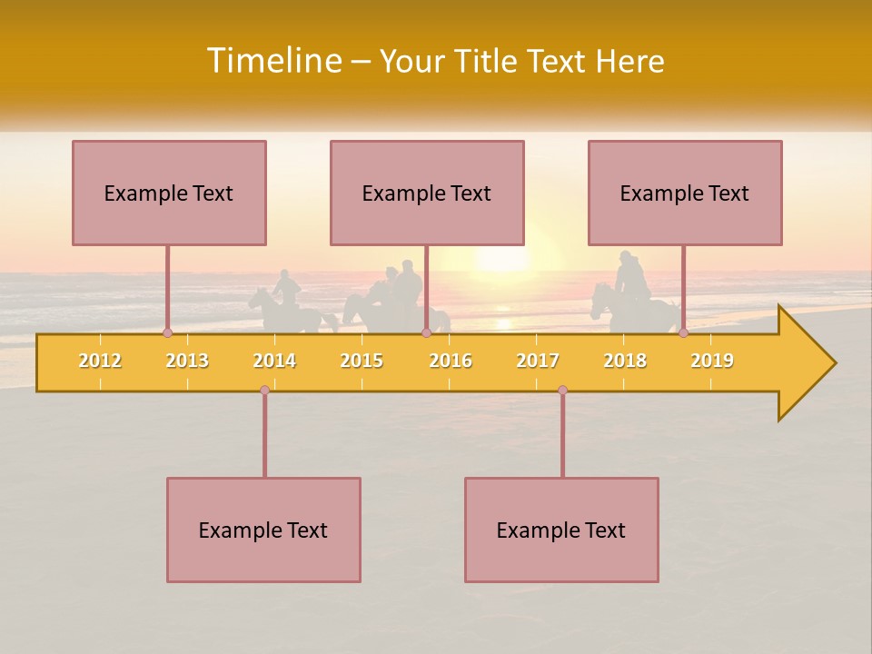 A Group Of People Riding Horses On A Beach At Sunset PowerPoint Template