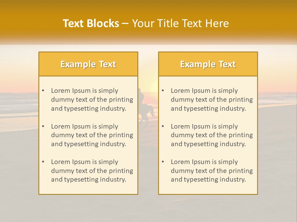 A Group Of People Riding Horses On A Beach At Sunset PowerPoint Template