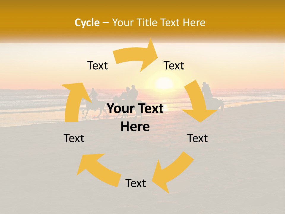 A Group Of People Riding Horses On A Beach At Sunset PowerPoint Template