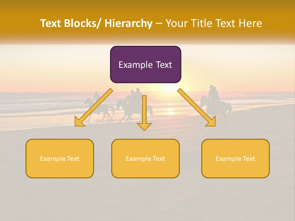 A Group Of People Riding Horses On A Beach At Sunset PowerPoint Template