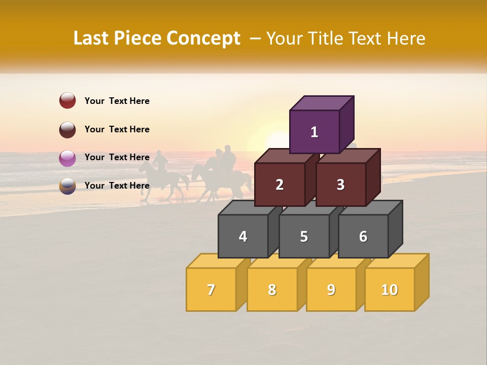 A Group Of People Riding Horses On A Beach At Sunset PowerPoint Template