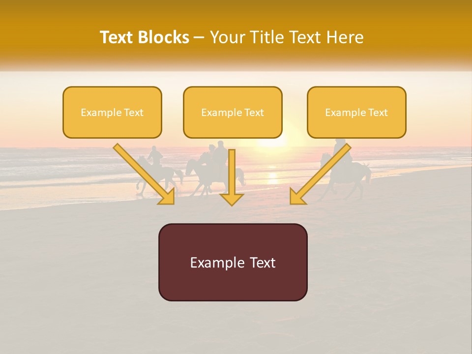A Group Of People Riding Horses On A Beach At Sunset PowerPoint Template