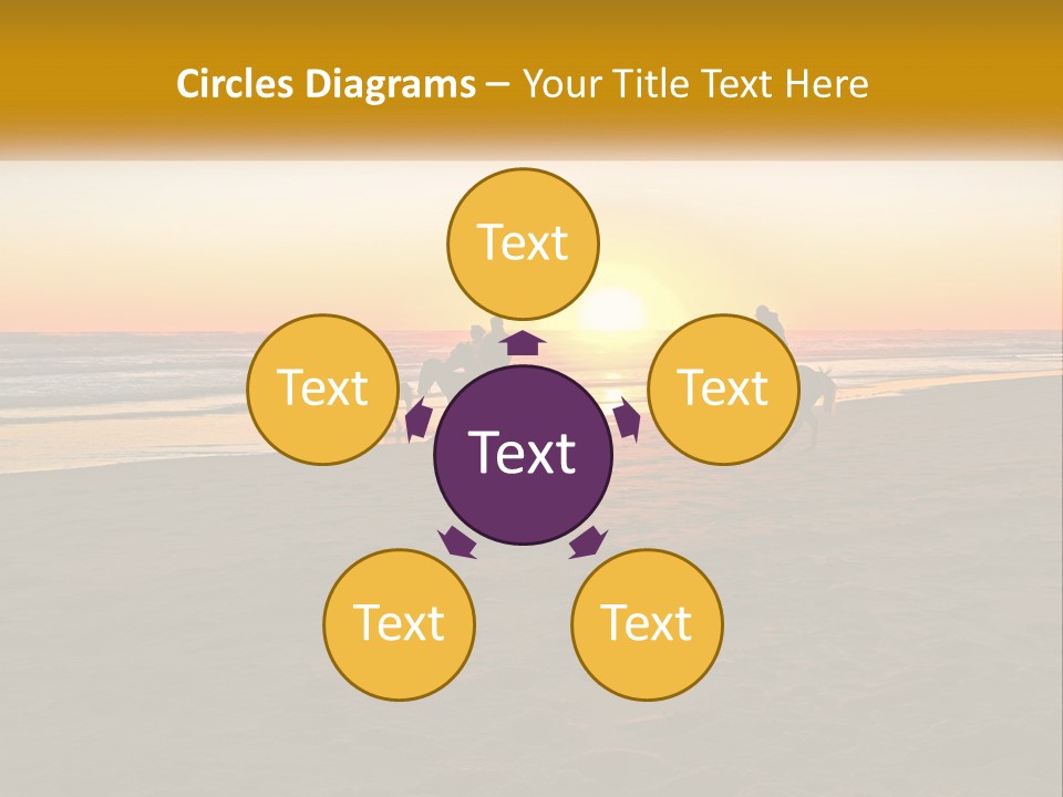 A Group Of People Riding Horses On A Beach At Sunset PowerPoint Template