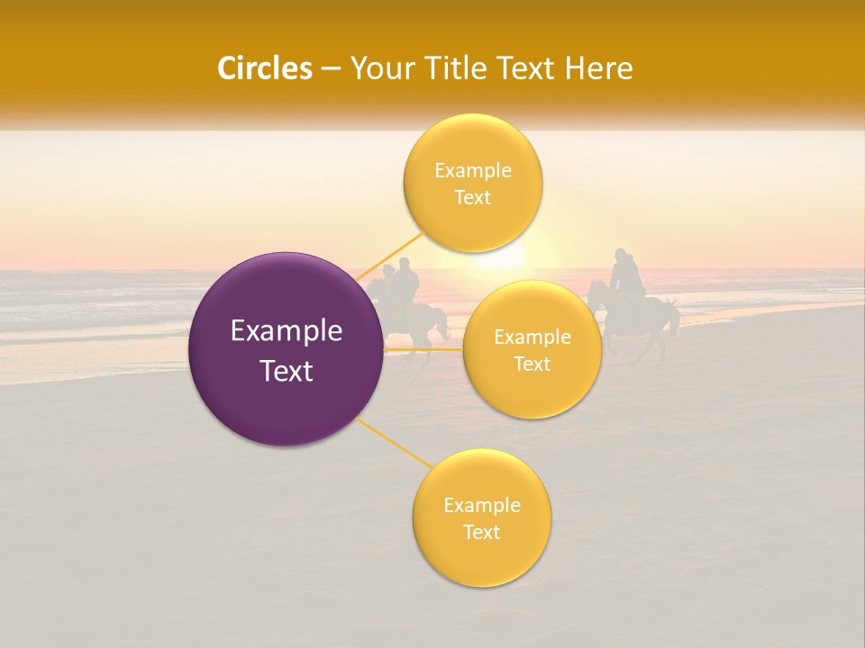 A Group Of People Riding Horses On A Beach At Sunset PowerPoint Template