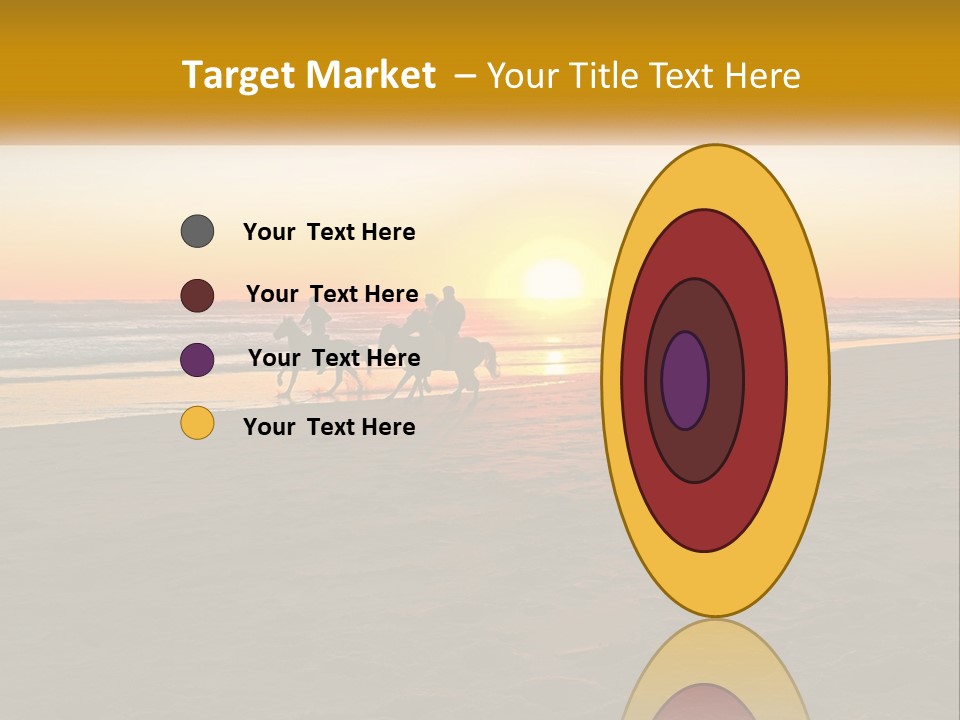 A Group Of People Riding Horses On A Beach At Sunset PowerPoint Template