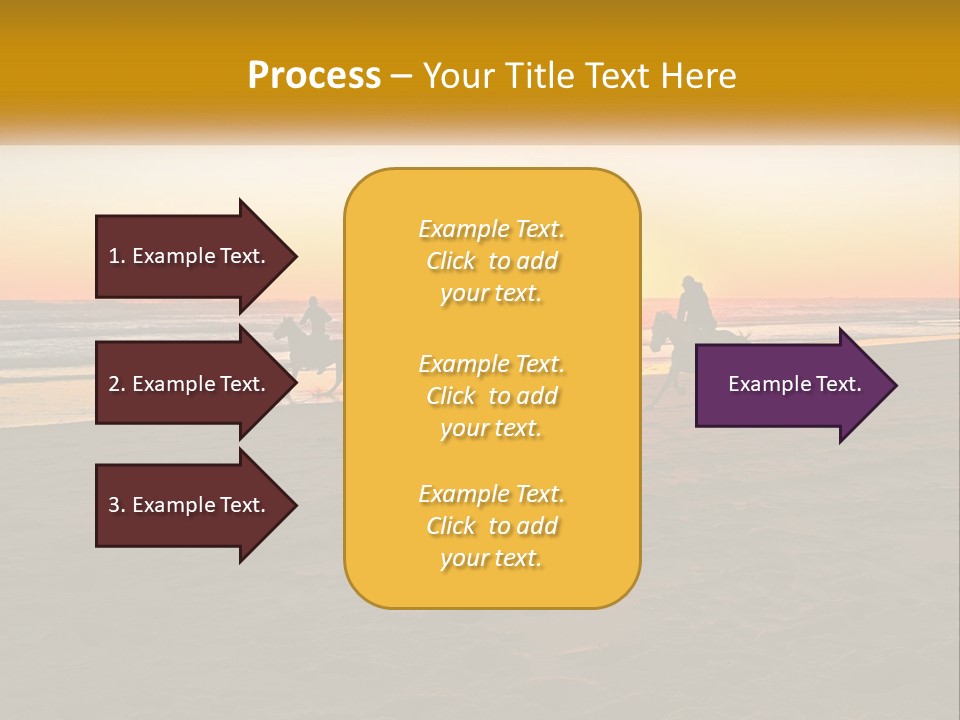 A Group Of People Riding Horses On A Beach At Sunset PowerPoint Template