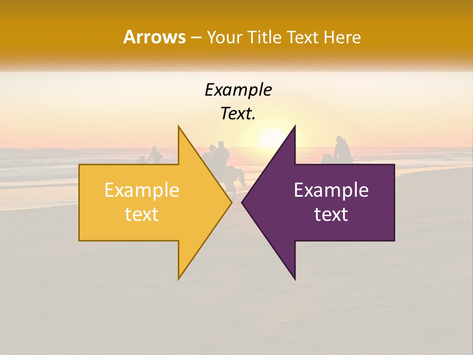 A Group Of People Riding Horses On A Beach At Sunset PowerPoint Template