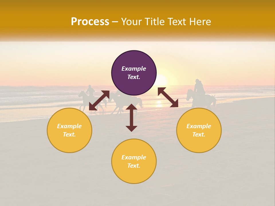 A Group Of People Riding Horses On A Beach At Sunset PowerPoint Template