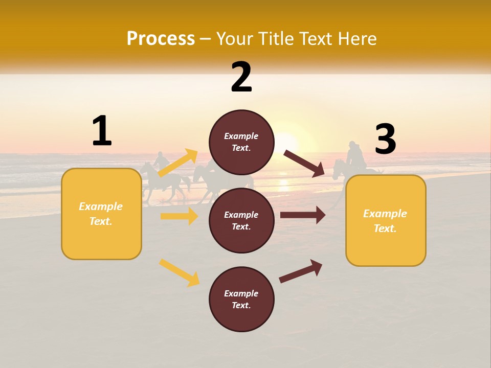 A Group Of People Riding Horses On A Beach At Sunset PowerPoint Template