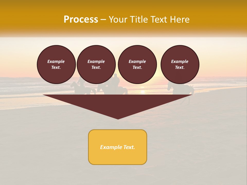 A Group Of People Riding Horses On A Beach At Sunset PowerPoint Template