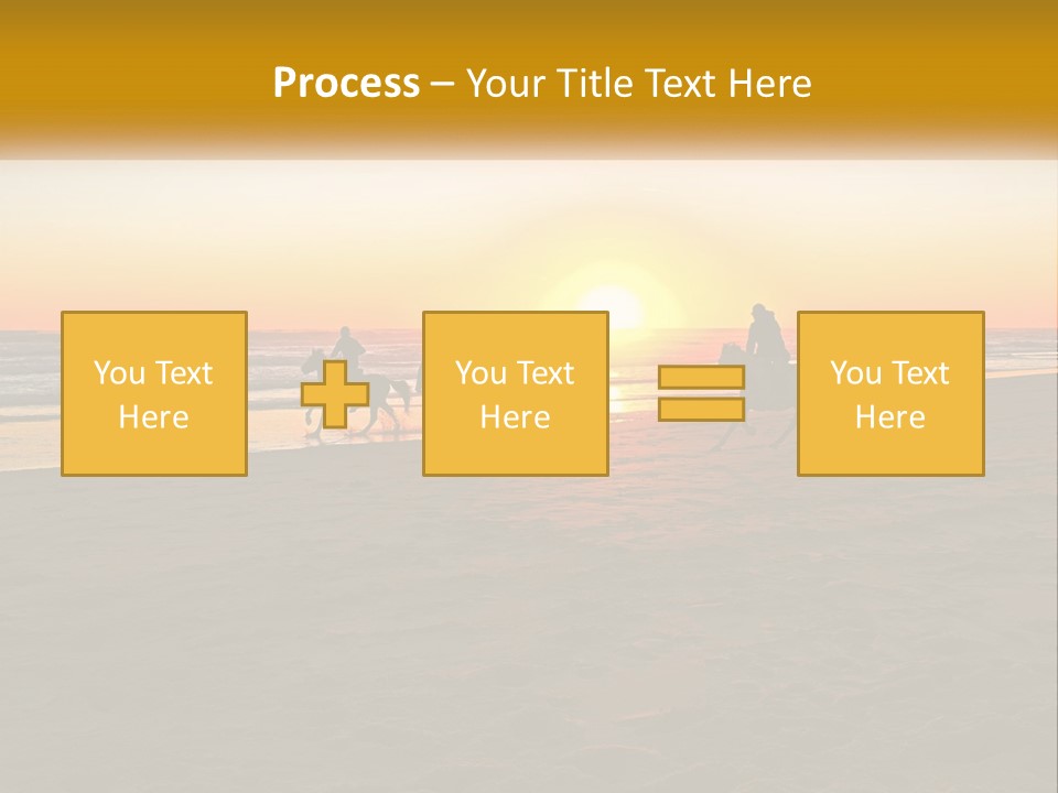A Group Of People Riding Horses On A Beach At Sunset PowerPoint Template