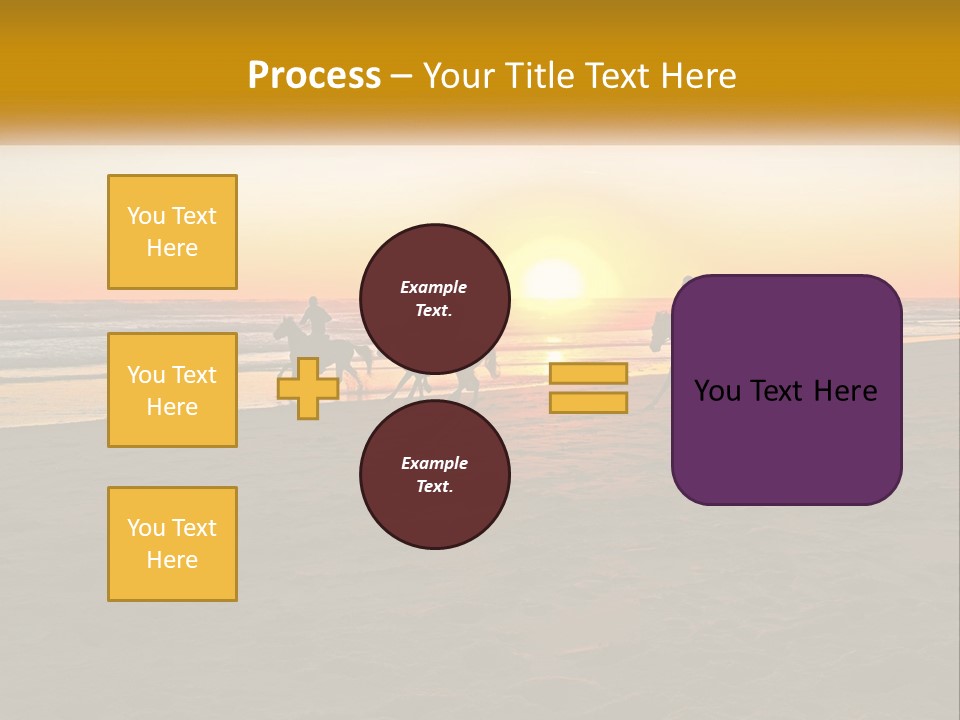 A Group Of People Riding Horses On A Beach At Sunset PowerPoint Template