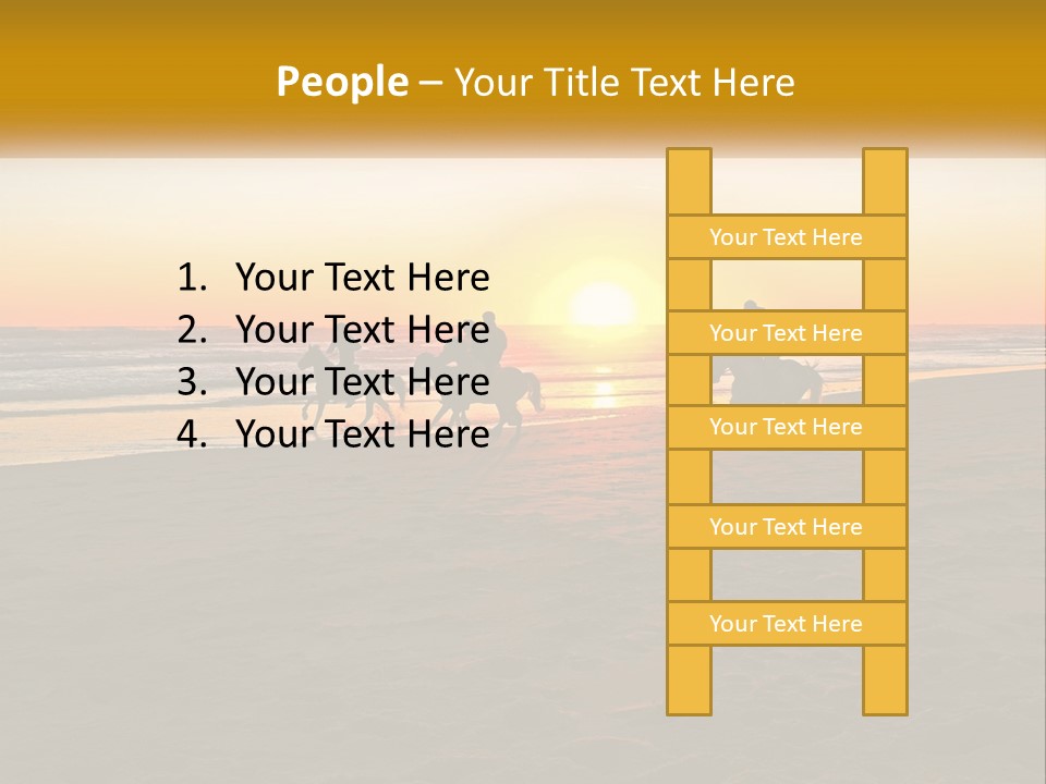 A Group Of People Riding Horses On A Beach At Sunset PowerPoint Template