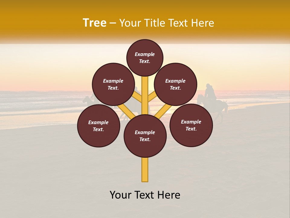 A Group Of People Riding Horses On A Beach At Sunset PowerPoint Template