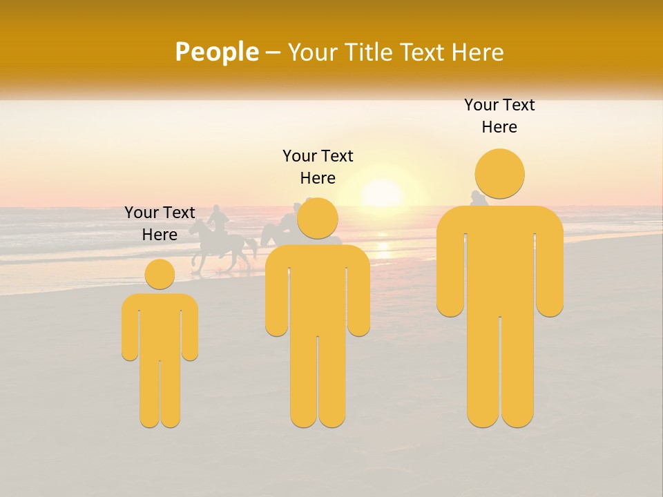 A Group Of People Riding Horses On A Beach At Sunset PowerPoint Template