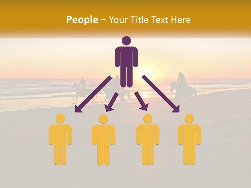 A Group Of People Riding Horses On A Beach At Sunset PowerPoint Template