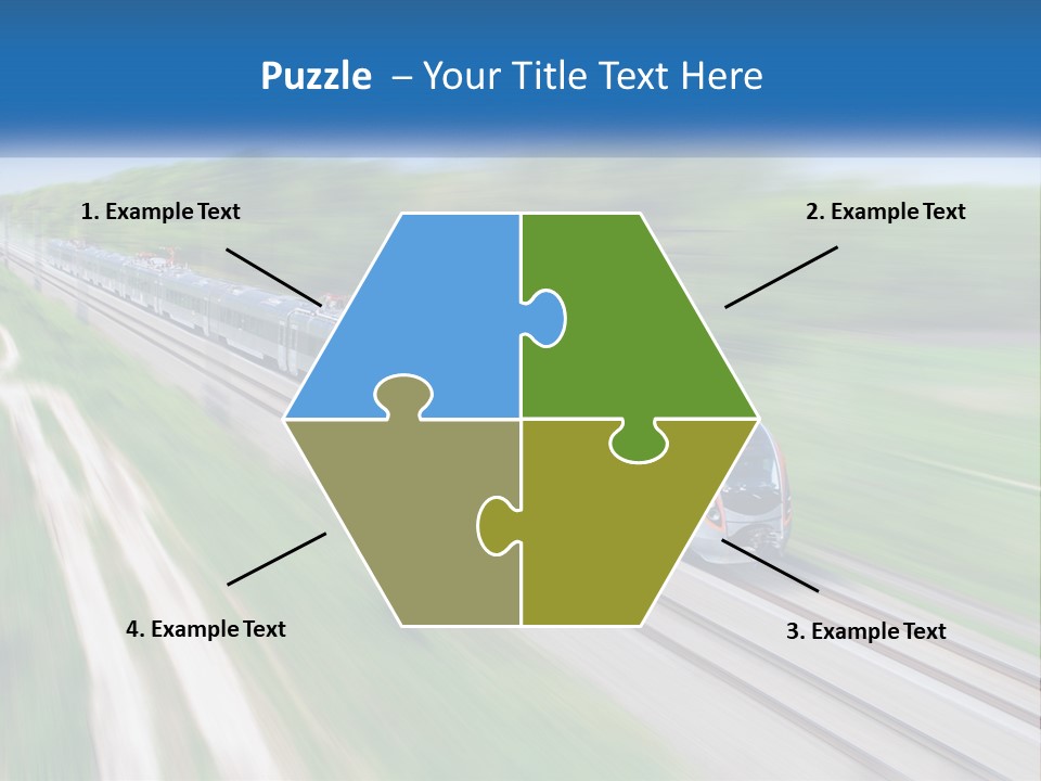A Train Traveling Down A Track With Trees In The Background PowerPoint Template