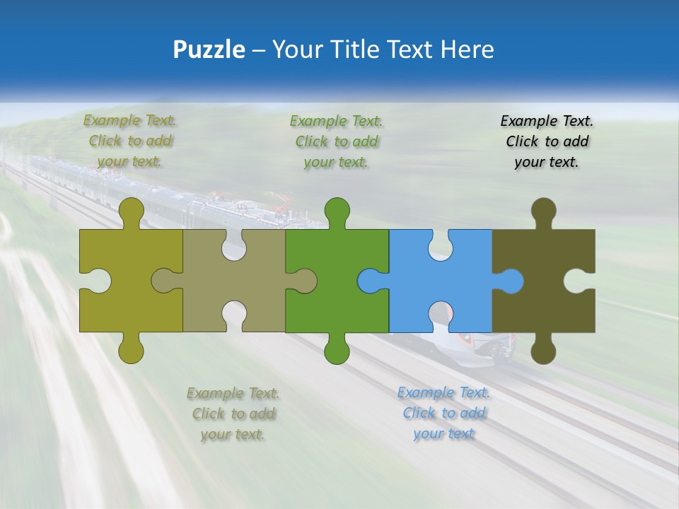 A Train Traveling Down A Track With Trees In The Background PowerPoint Template