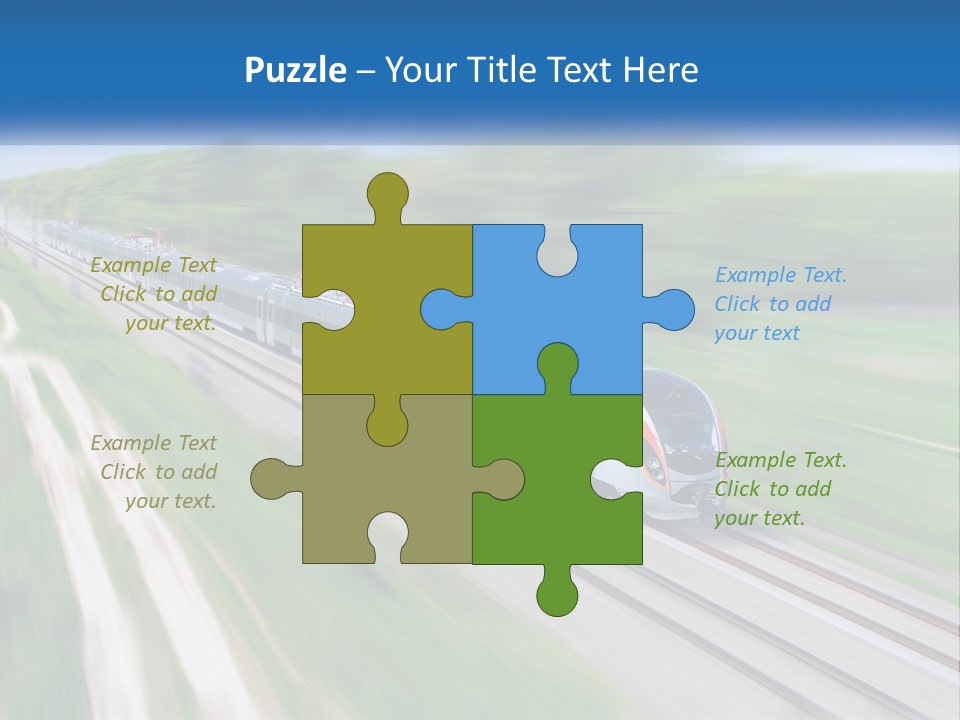 A Train Traveling Down A Track With Trees In The Background PowerPoint Template