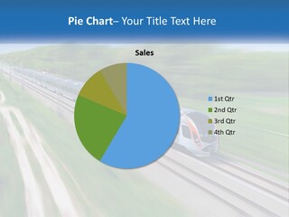 A Train Traveling Down A Track With Trees In The Background PowerPoint Template