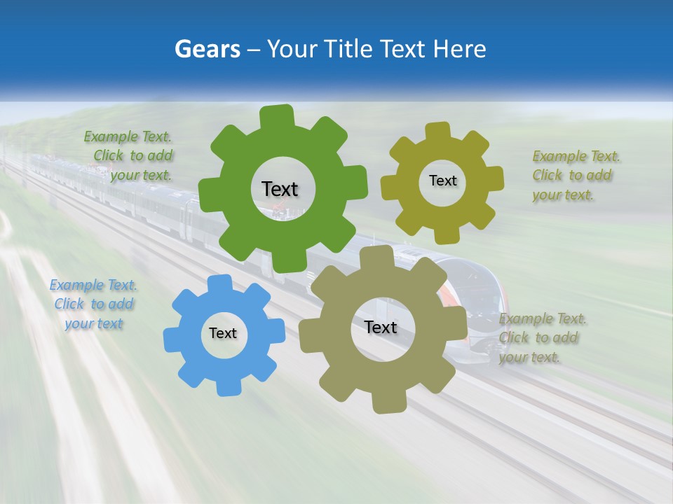 A Train Traveling Down A Track With Trees In The Background PowerPoint Template
