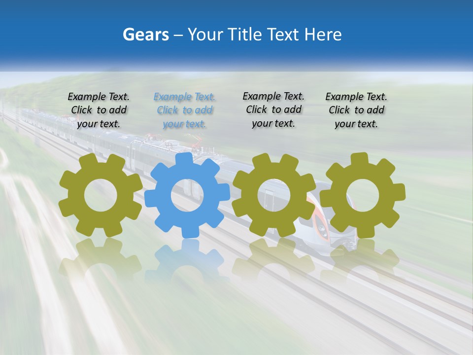 A Train Traveling Down A Track With Trees In The Background PowerPoint Template