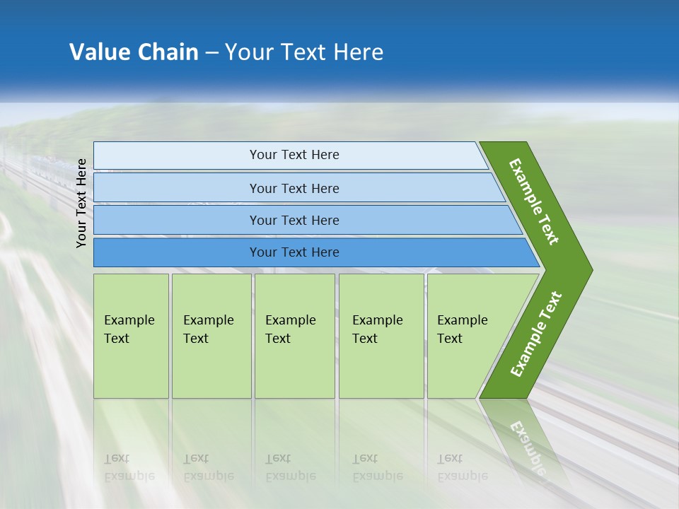 A Train Traveling Down A Track With Trees In The Background PowerPoint Template