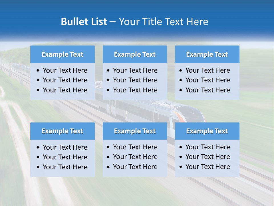 A Train Traveling Down A Track With Trees In The Background PowerPoint Template