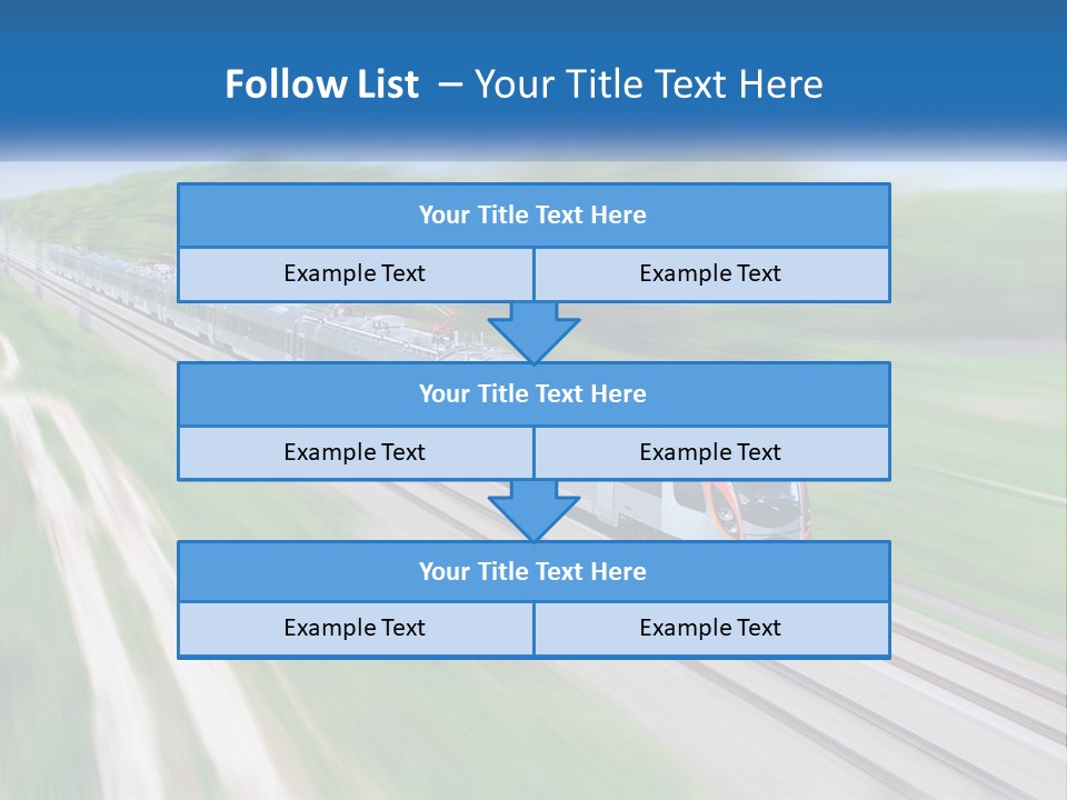 A Train Traveling Down A Track With Trees In The Background PowerPoint Template