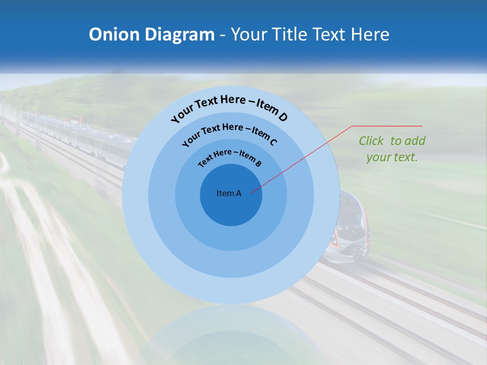 A Train Traveling Down A Track With Trees In The Background PowerPoint Template